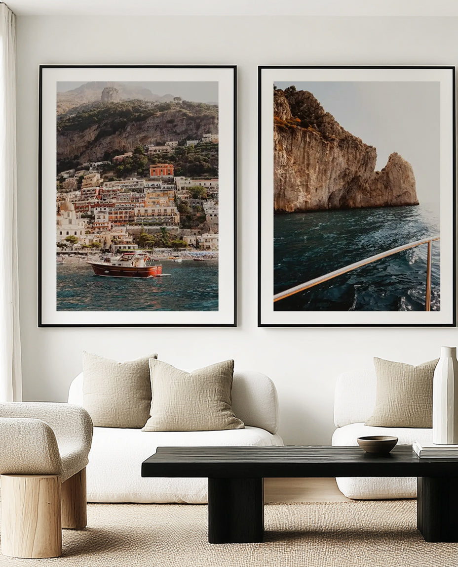 Positano Boat & Deep Oceans by Louise Krause Art Print Set of 2 | Matching Wall Art