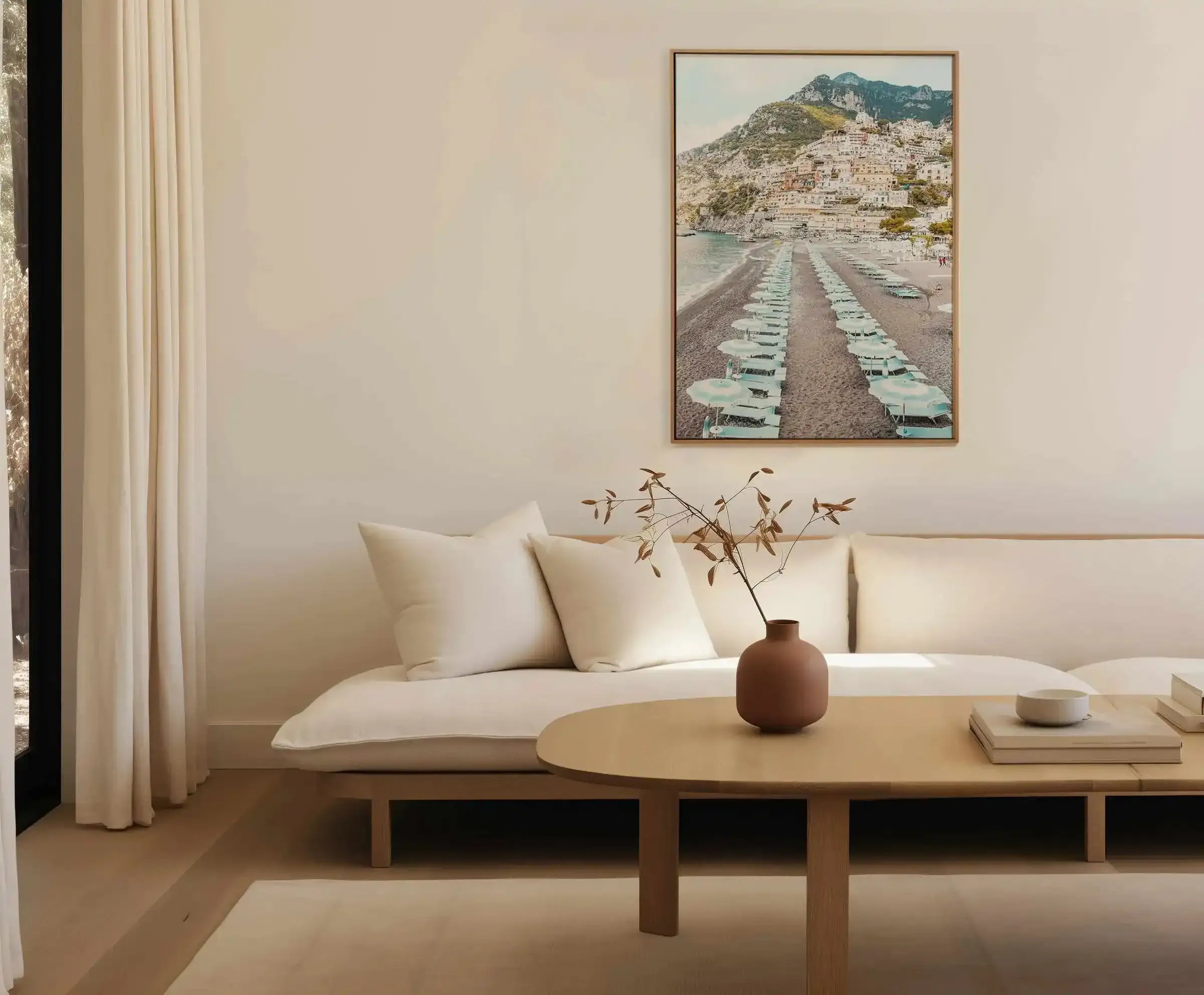 Positano Parisols | Framed Canvas Art Print from Olive et Oriel where you can shop wallpaper and artworks online