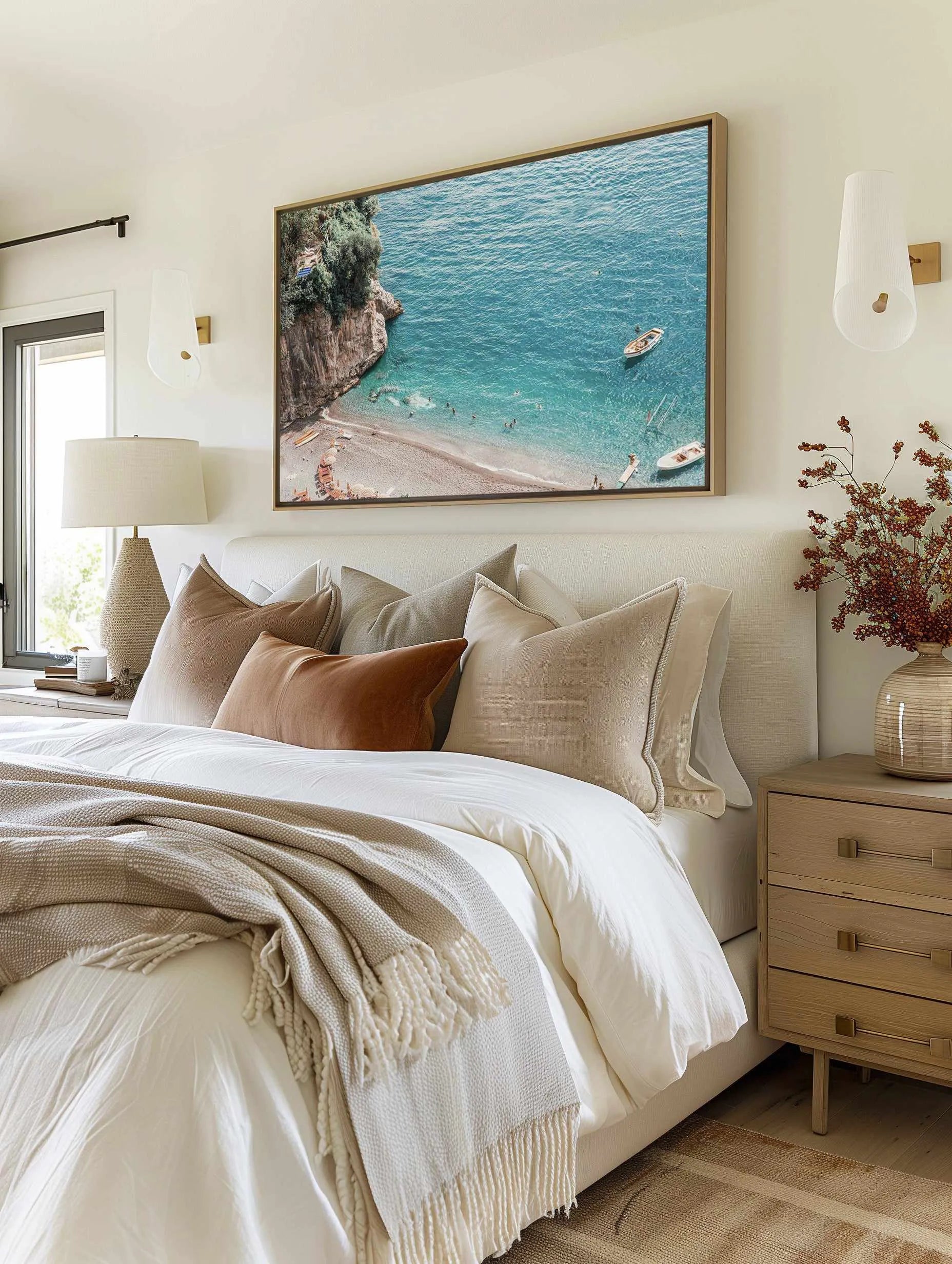 Positano Sands | Framed Canvas from Olive et Oriel where you can shop wallpaper and artworks online