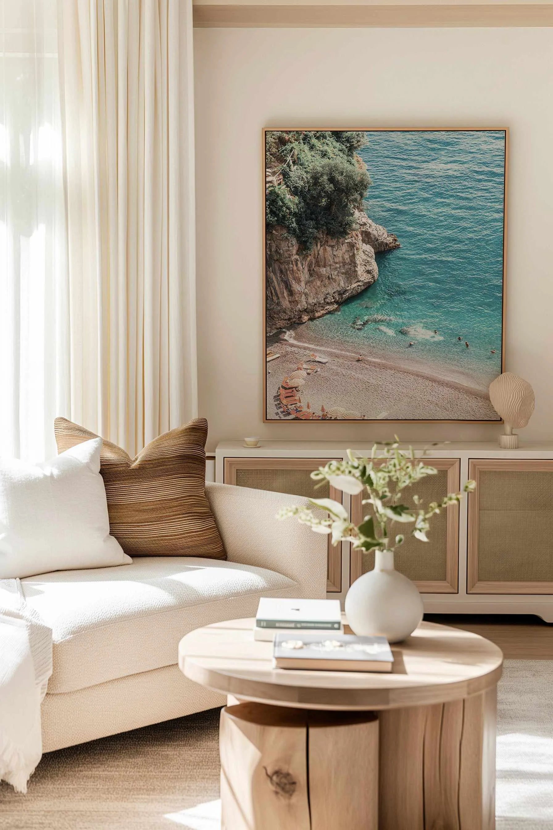 Positano Sands | Left PT | Framed Canvas from Olive et Oriel where you can shop wallpaper and artworks online