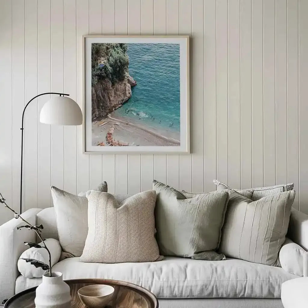 Positano Sands | Left Square Art Print from Olive et Oriel where you can shop wallpaper and artworks online