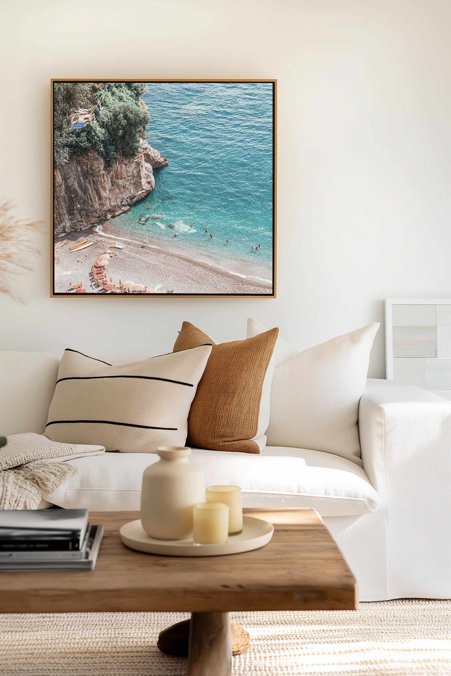 Positano Sands | Left SQ | Framed Canvas Art Print