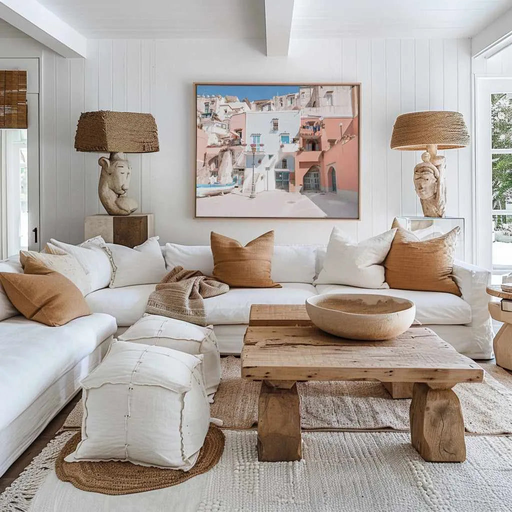 Positano Streets | Framed Canvas from Olive et Oriel where you can shop wallpaper and artworks online