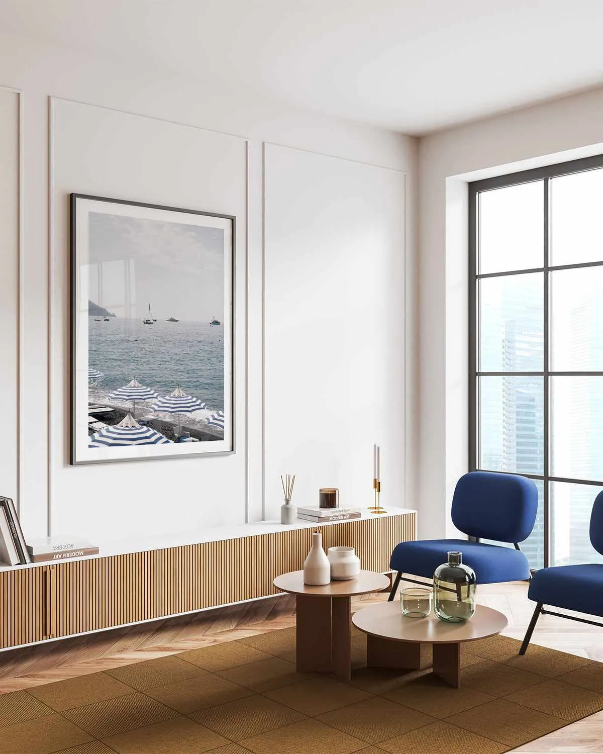 Positano Umbrellas by Renee Rae Art Print from Olive et Oriel where you can shop wallpaper and artworks online