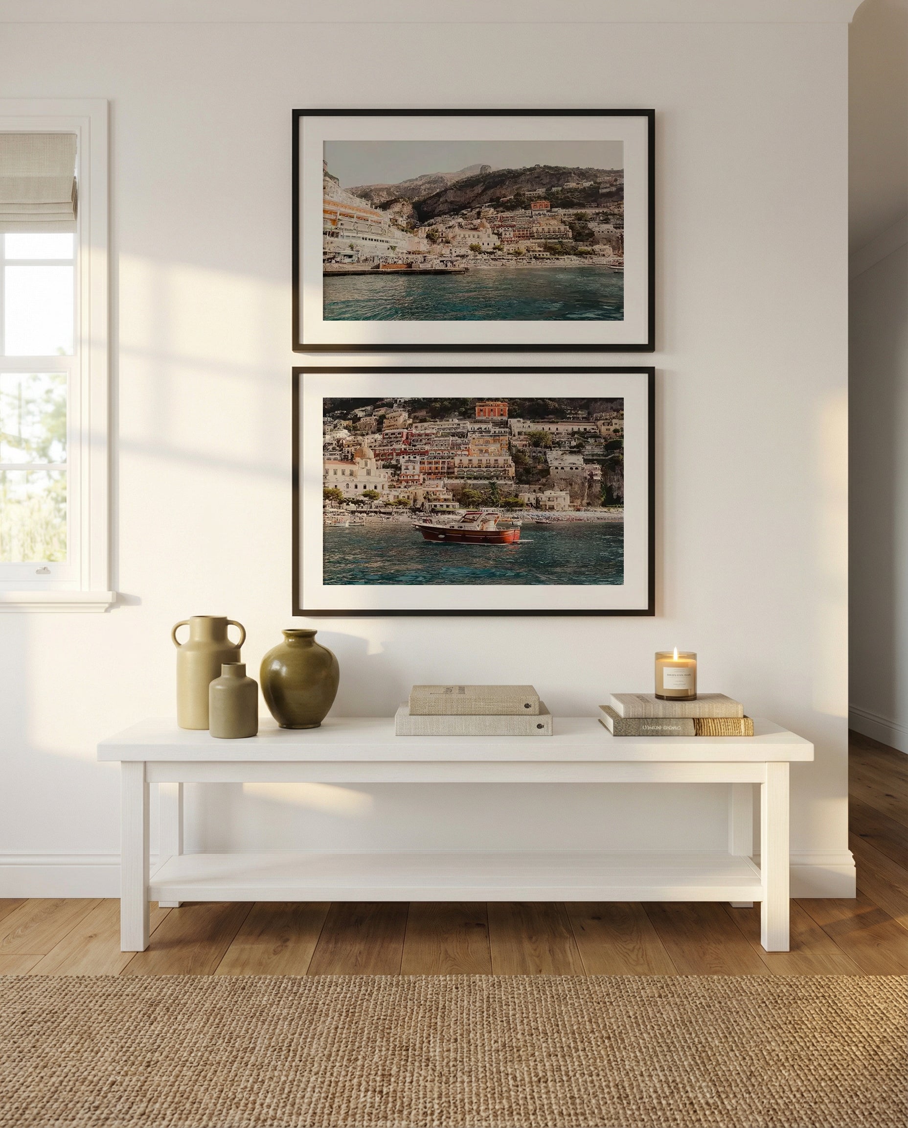 Positano Boat LS & Positano Port by Louise Krause Art Print Set of 2 | Matching Wall Art