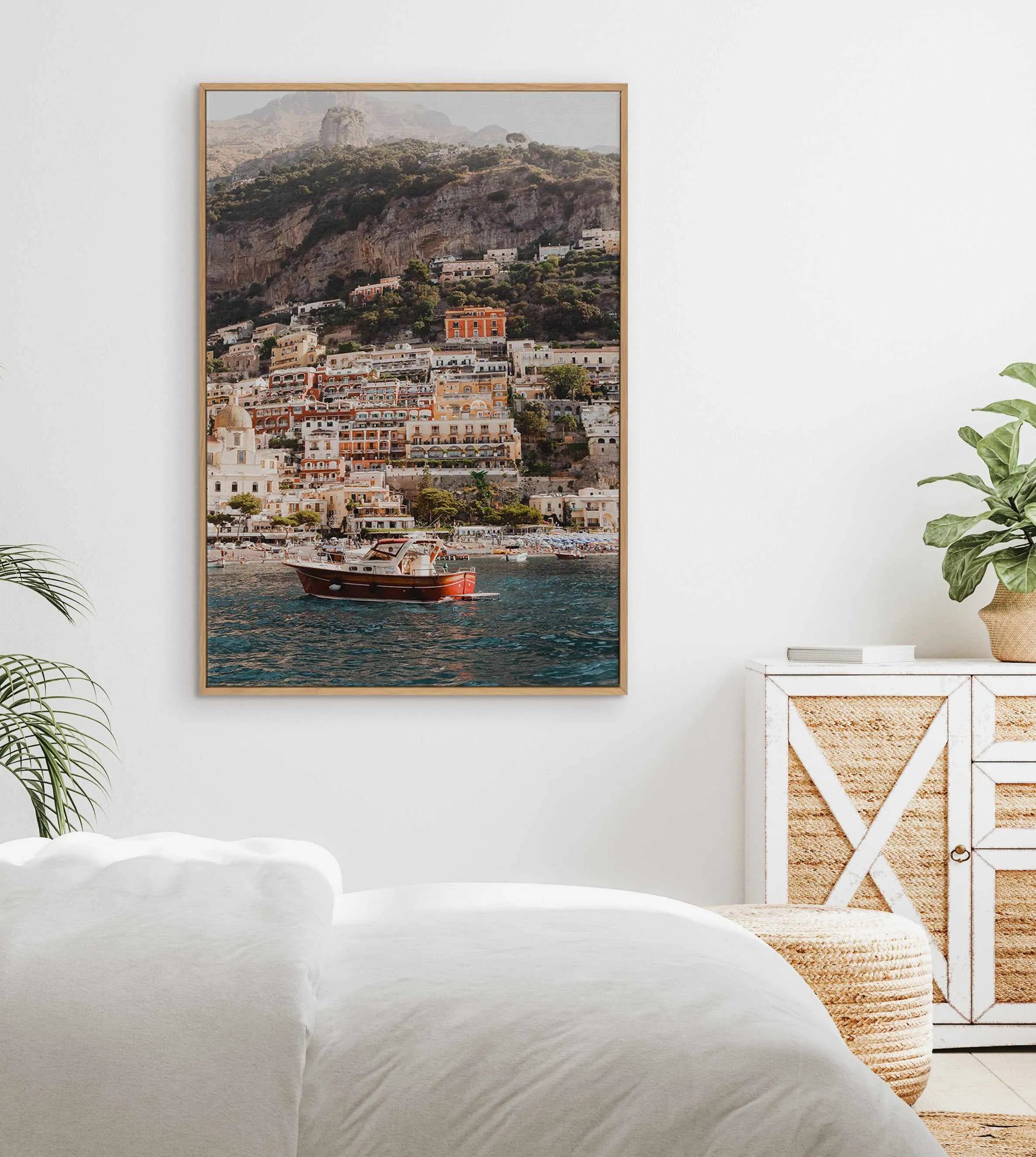 Positano Boat PT by Louise Krause | Framed Canvas Art Print from Olive et Oriel where you can shop wallpaper and artworks online