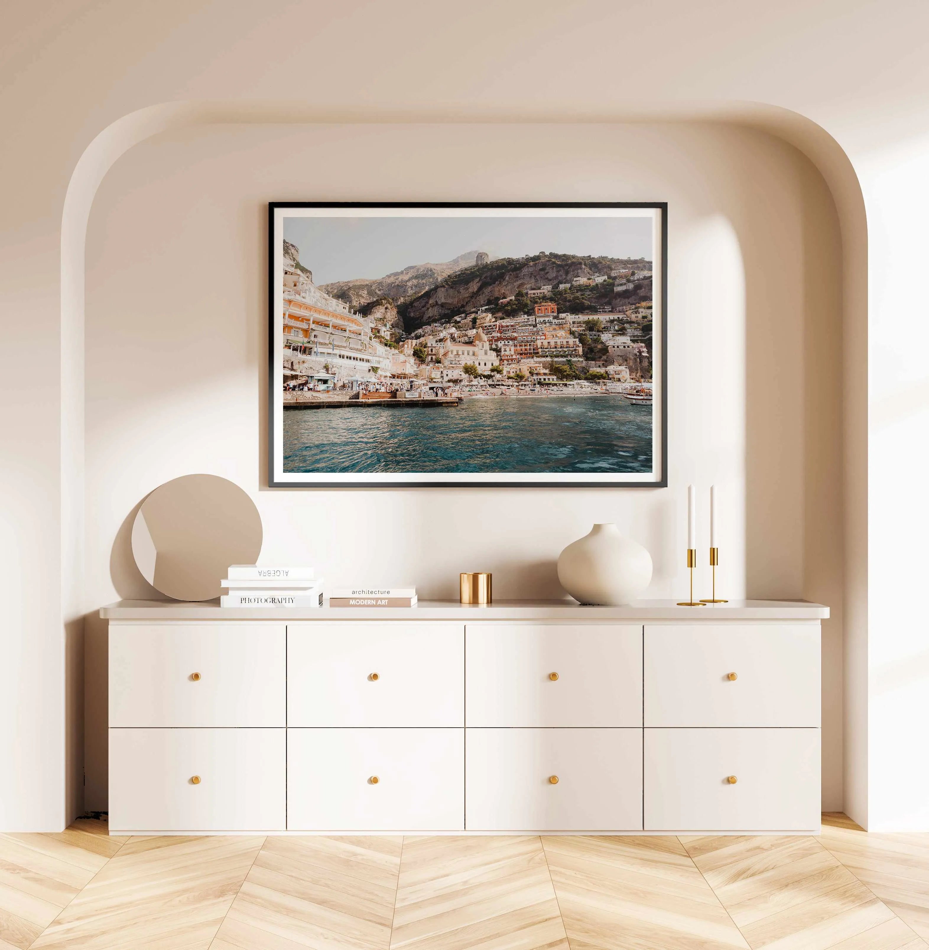 Positano Port by Louise Krause Art Print from Olive et Oriel where you can shop wallpaper and artworks online