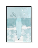 Pray for Surf in Seafoam Blue | Framed Canvas Art Print