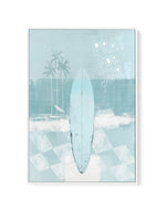 Pray for Surf in Seafoam Blue | Framed Canvas Art Print