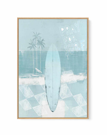 Pray for Surf in Seafoam Blue | Framed Canvas Art Print from Olive et Oriel where you can shop wallpaper and artworks online