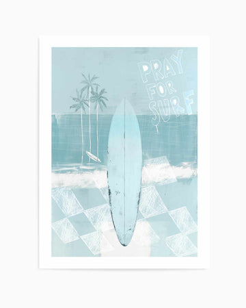 Pray for Surf in Seafoam Blue | Art Print from Olive et Oriel where you can shop wallpaper and artworks online