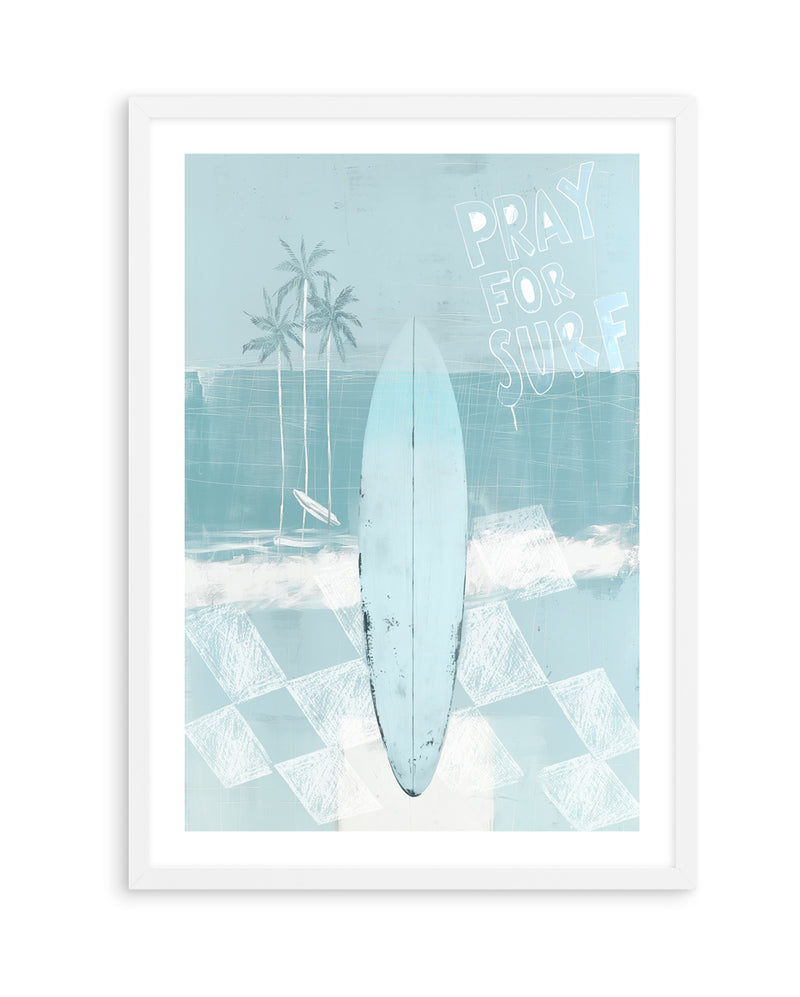 Pray for Surf in Seafoam Blue | Art Print