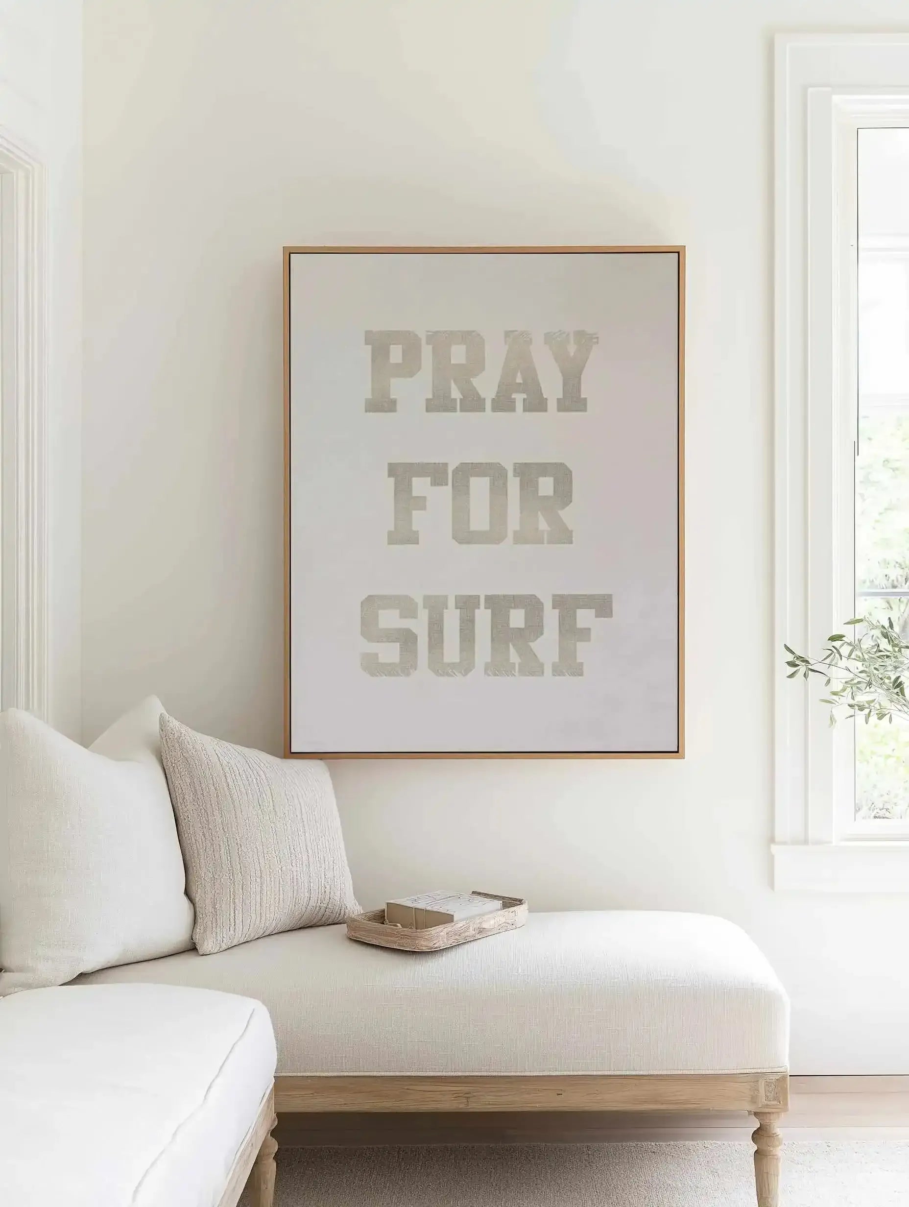 Pray for Surf | Framed Canvas Art Print from Olive et Oriel where you can shop wallpaper and artworks online