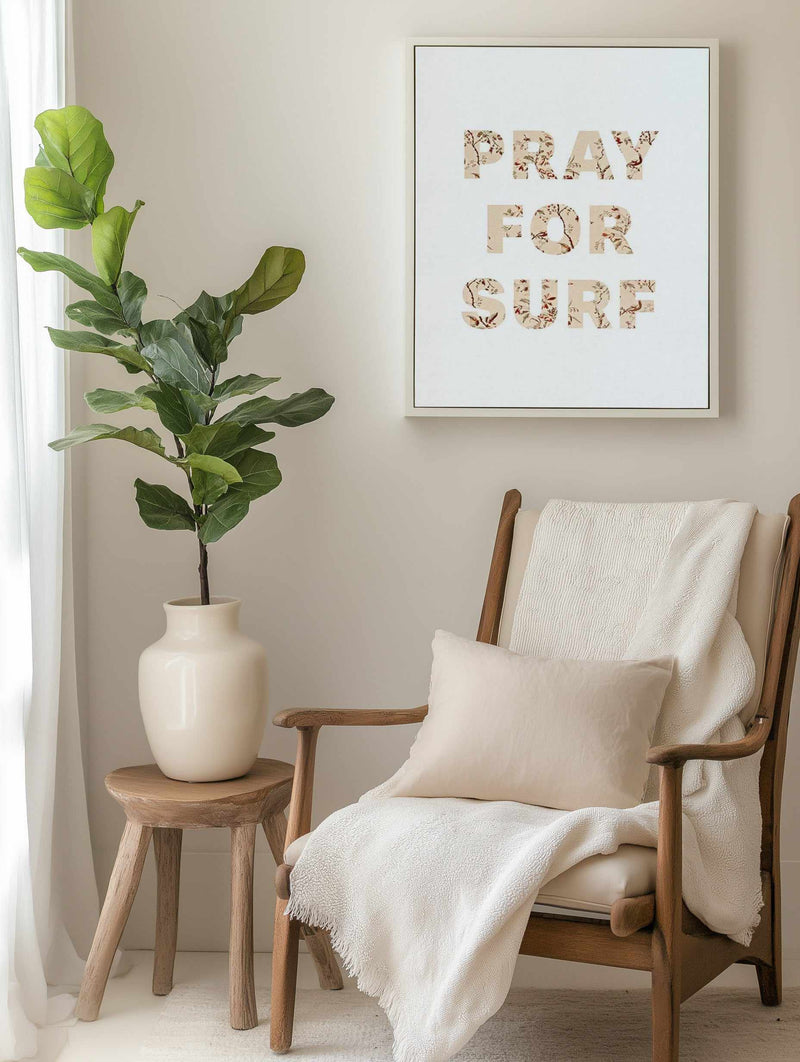 Pray for Surf | Pastel Vintage | Framed Canvas Art Print