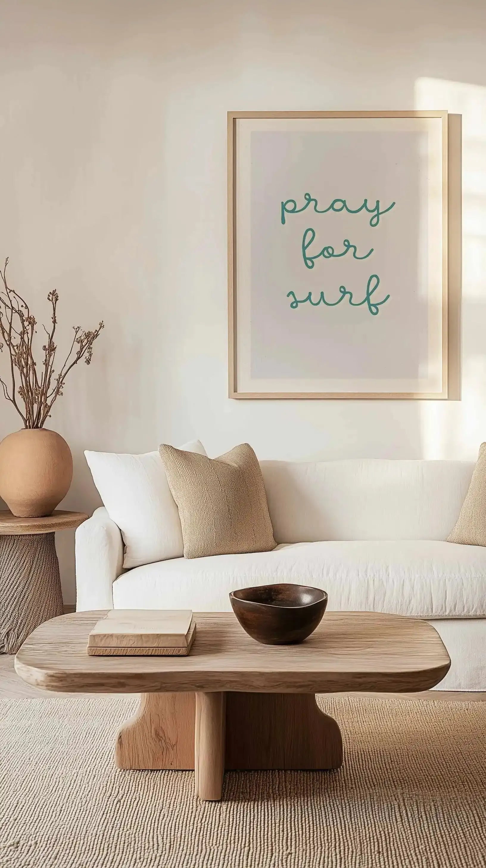 Pray for Surf | 3 Colour Options Art Print from Olive et Oriel where you can shop wallpaper and artworks online