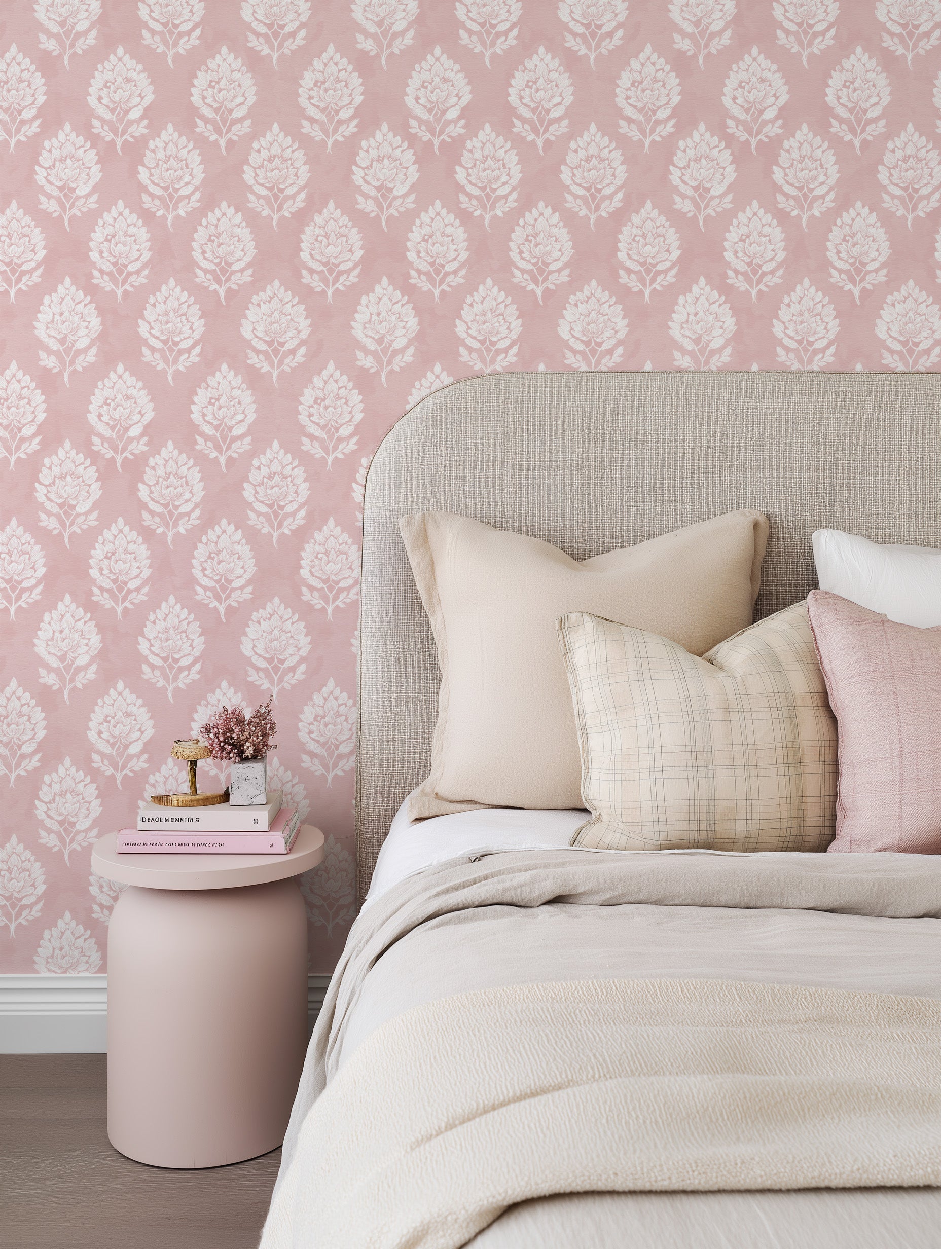 Pressed Flora in Pink Wallpaper from Olive et Oriel where you can shop wallpaper and artworks online