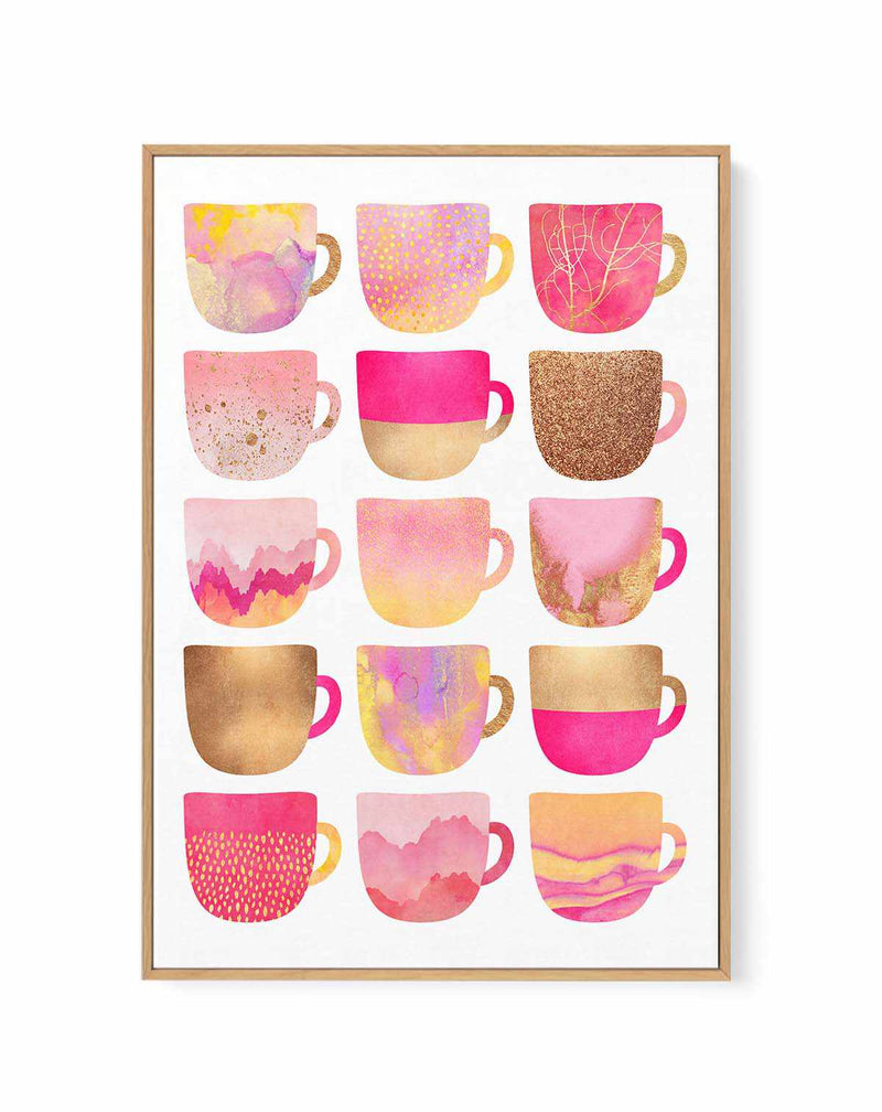 Pretty Pink Coffee Cups by Elisabeth Fredriksson | Framed Canvas Art Print