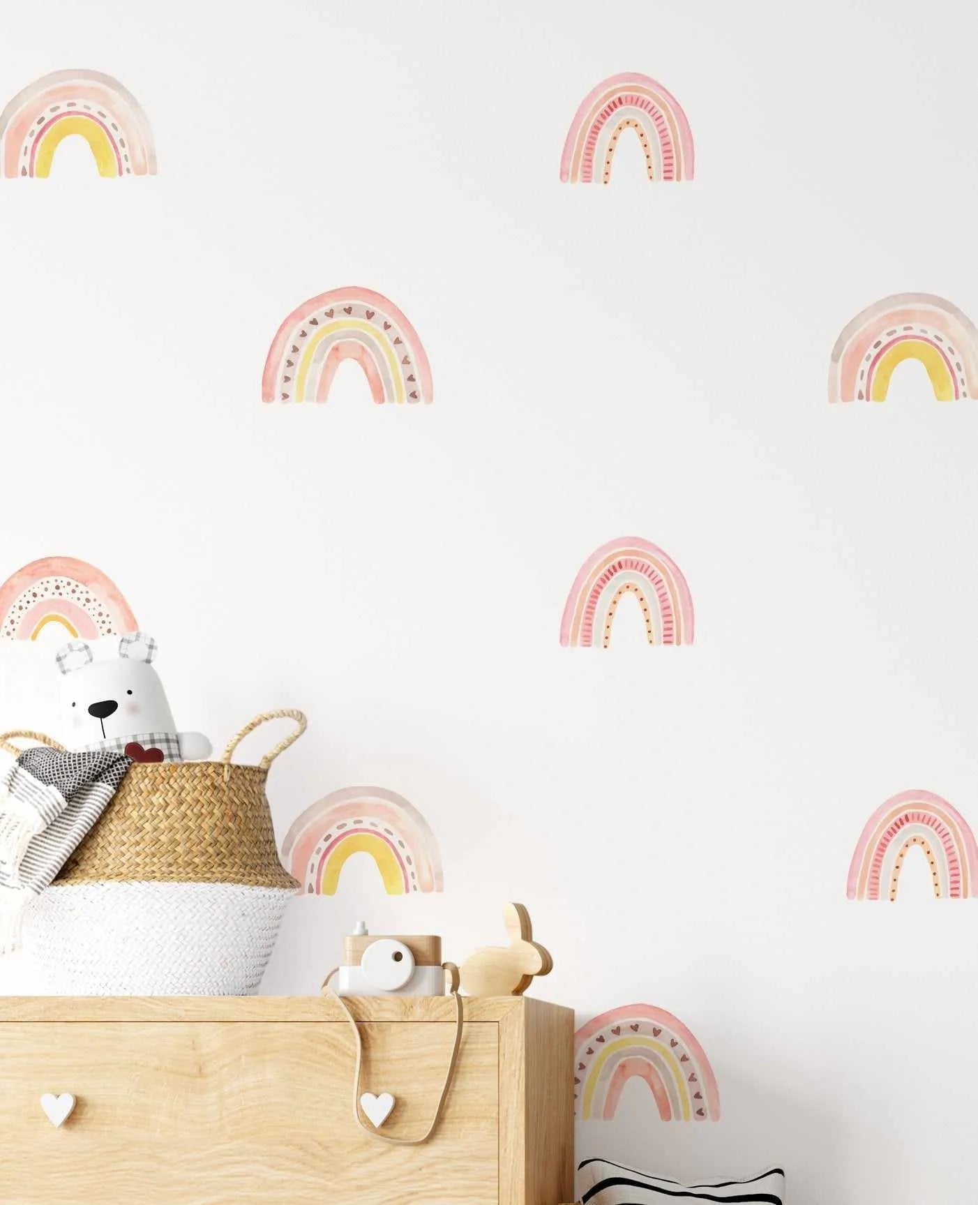 Pretty Rainbows Decal Set-Decals-Olive et Oriel-Decorate your kids bedroom wall decor with removable wall decals, these fabric kids decals are a great way to add colour and update your children's bedroom. Available as girls wall decals or boys wall decals, there are also nursery decals.