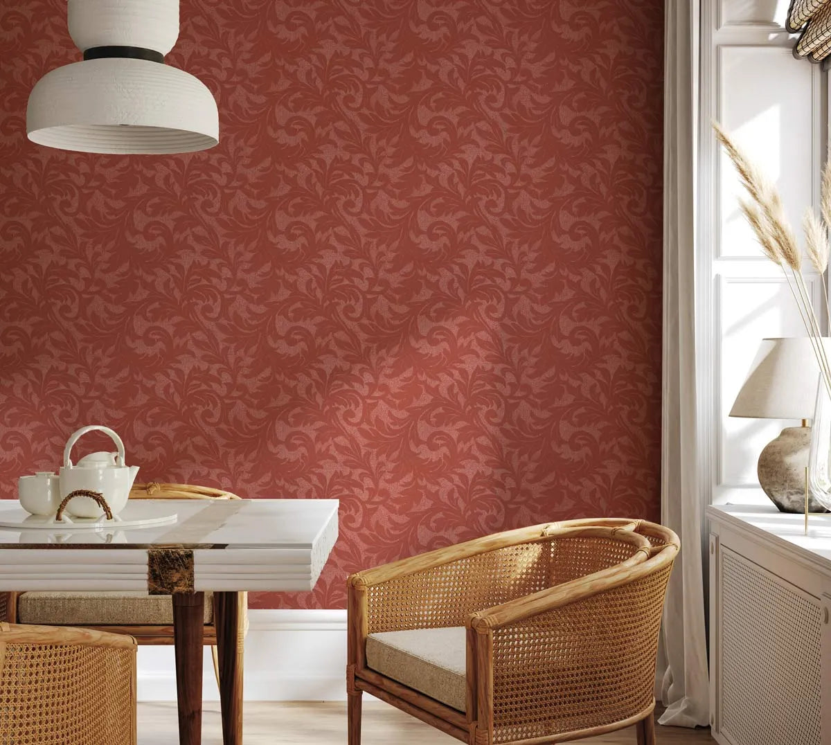 Provence in Luxe Crimson Wallpaper from Olive et Oriel where you can shop wallpaper and artworks online