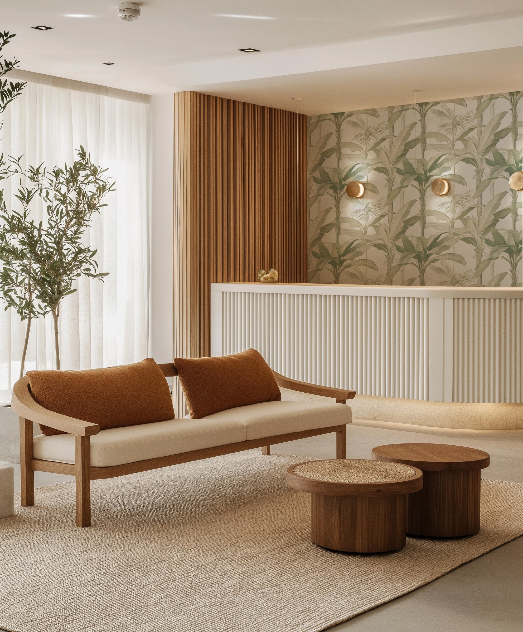 Puerto Rico Palms in Sage Green Commercial Vinyl Wallpaper from Olive et Oriel where you can shop wallpaper and artworks online