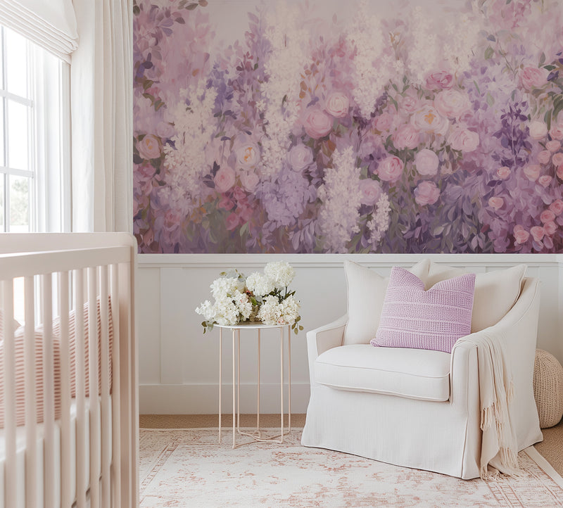 Lilac Love Wallpaper Mural from Olive et Oriel where you can shop wallpaper and artworks online