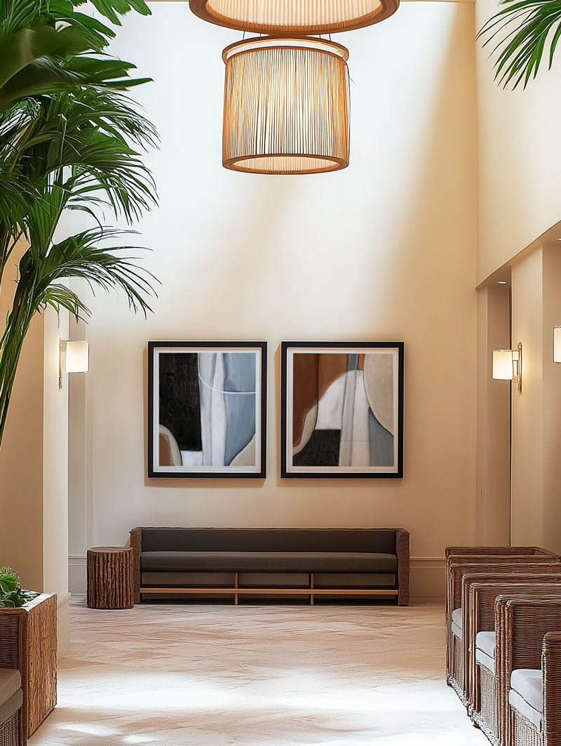 Hallways & Corridors: Sophisticated hallway and corridor decor with framed art and canvas framed artworks wall art from Olive et Oriel adding elegance and durability to high-traffic spaces