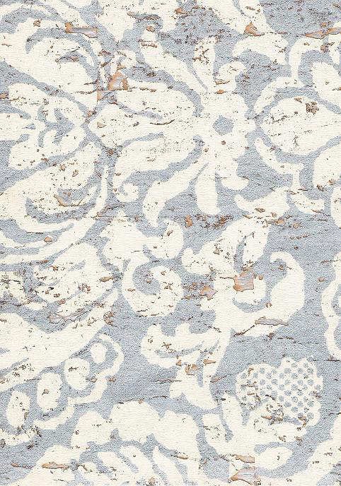 Porcelain Damask cork wallpaper — natural cork wallcovering texture
