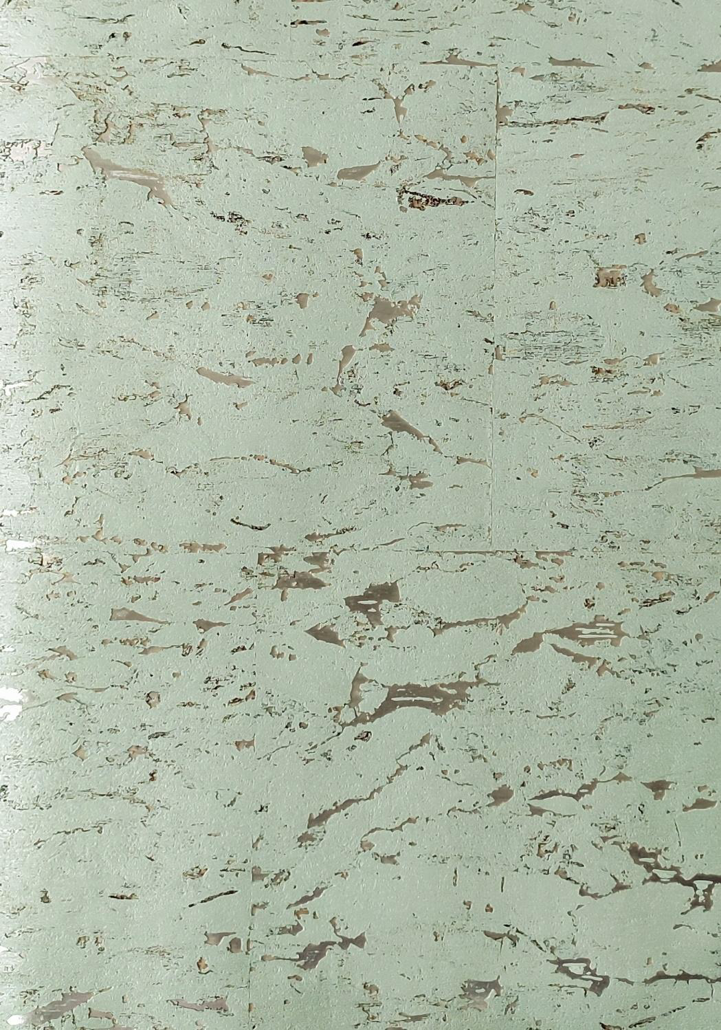 Sage Green & Silver cork wallpaper — natural cork wallcovering texture
