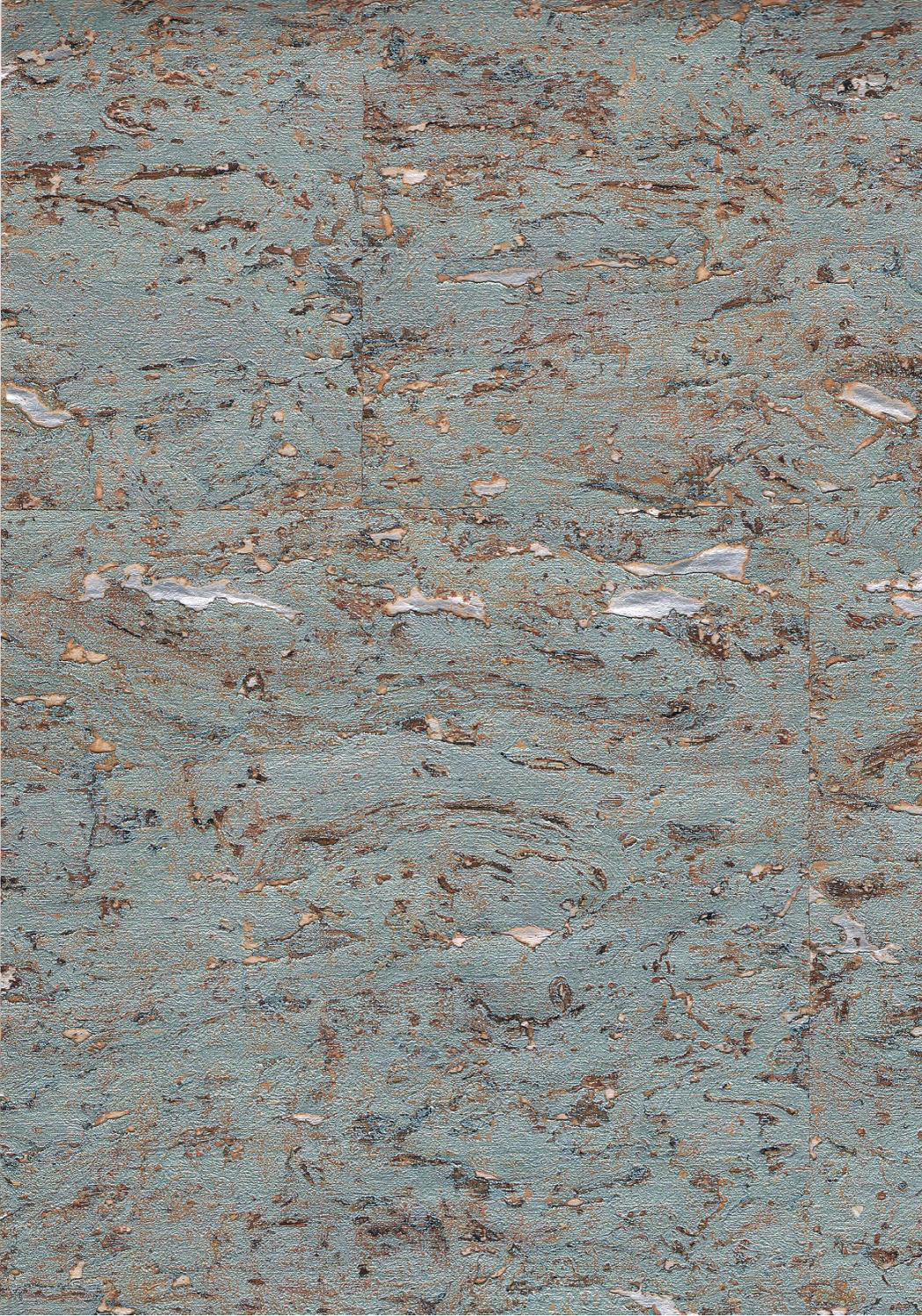 Seafoam & Copper cork wallpaper — natural cork wallcovering texture