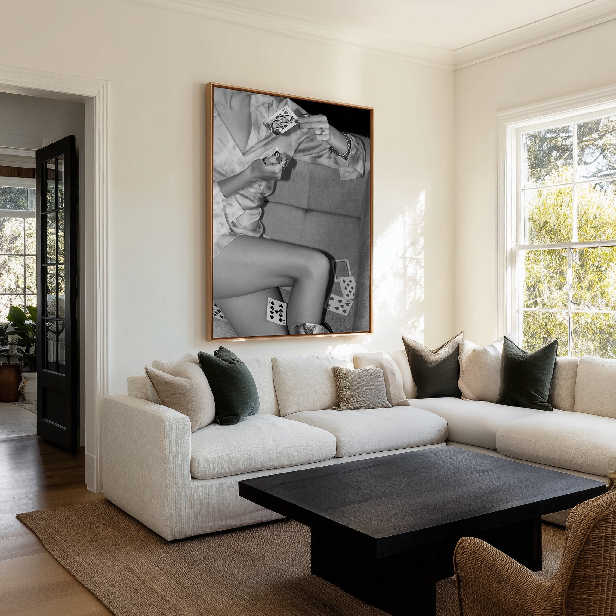 Queen of Hearts II B&W by Amy Hallam | Framed Canvas Art Print