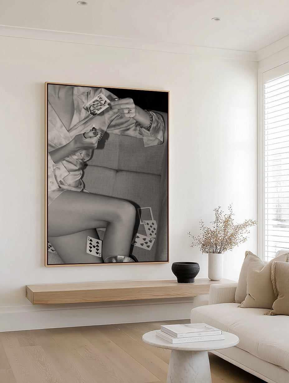 Queen of Hearts II B&W by Amy Hallam | Framed Canvas Art Print from Olive et Oriel where you can shop wallpaper and artworks online