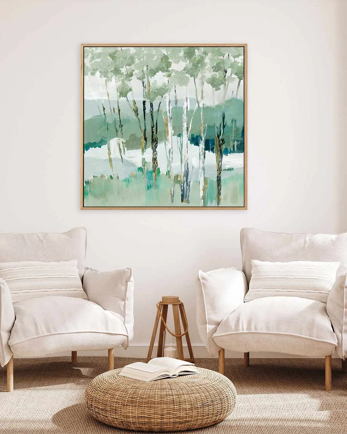 Quiet Birch Forest I | Framed Canvas Art Print from Olive et Oriel where you can shop wallpaper and artworks online