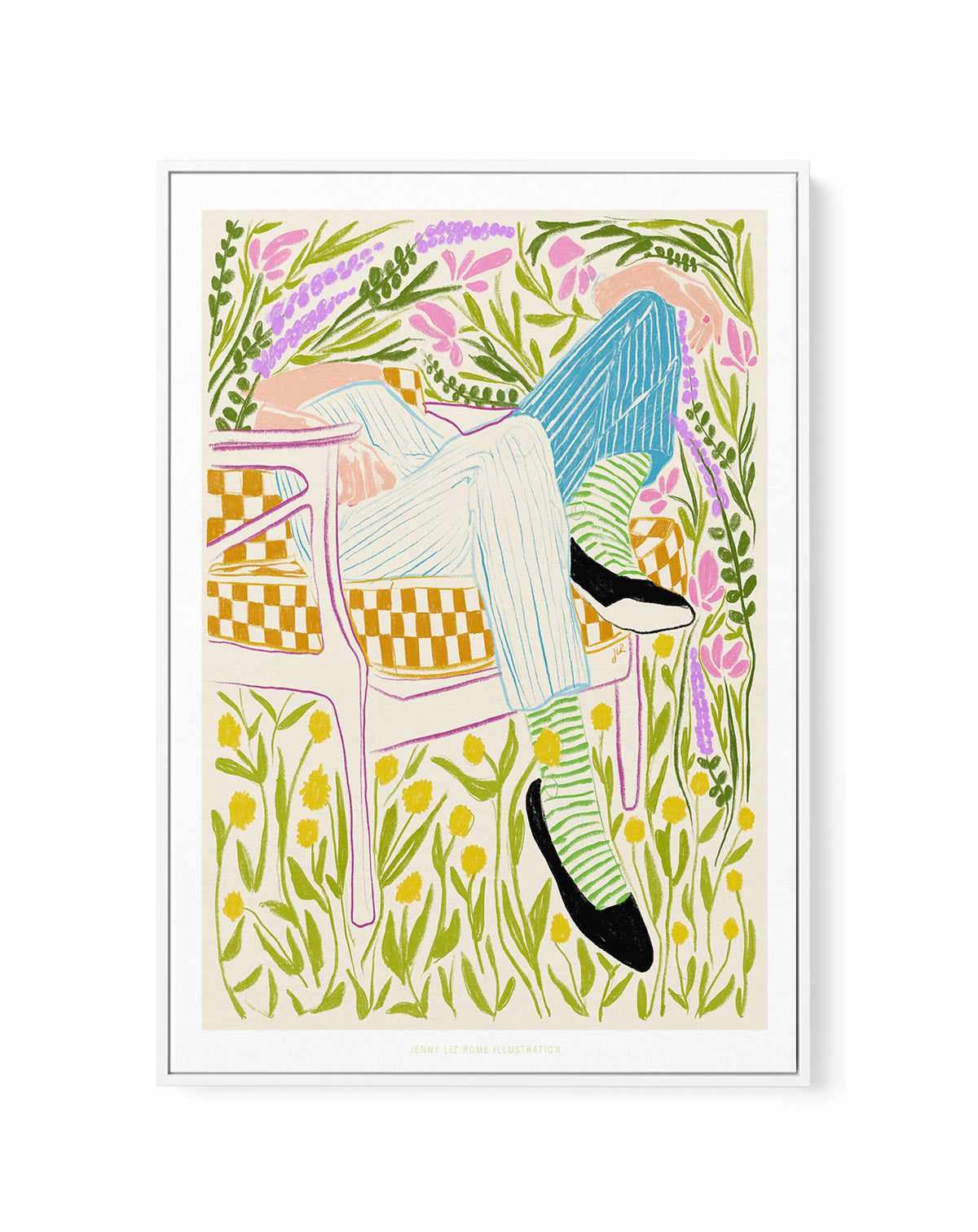 Quiet in the Garden by Jenny Liz Rome | Framed Canvas Art Print