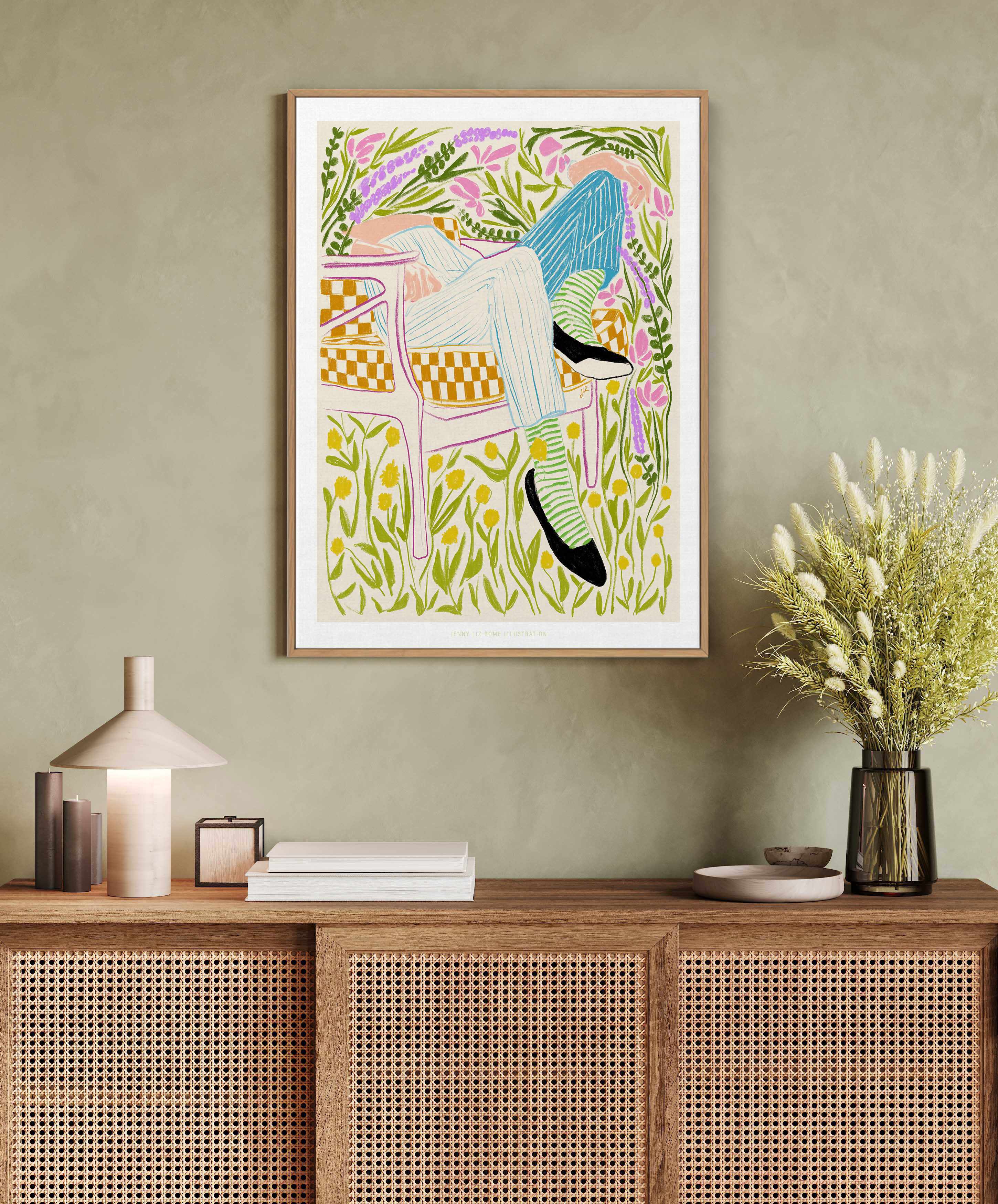 Quiet in the Garden by Jenny Liz Rome | Framed Canvas Art Print