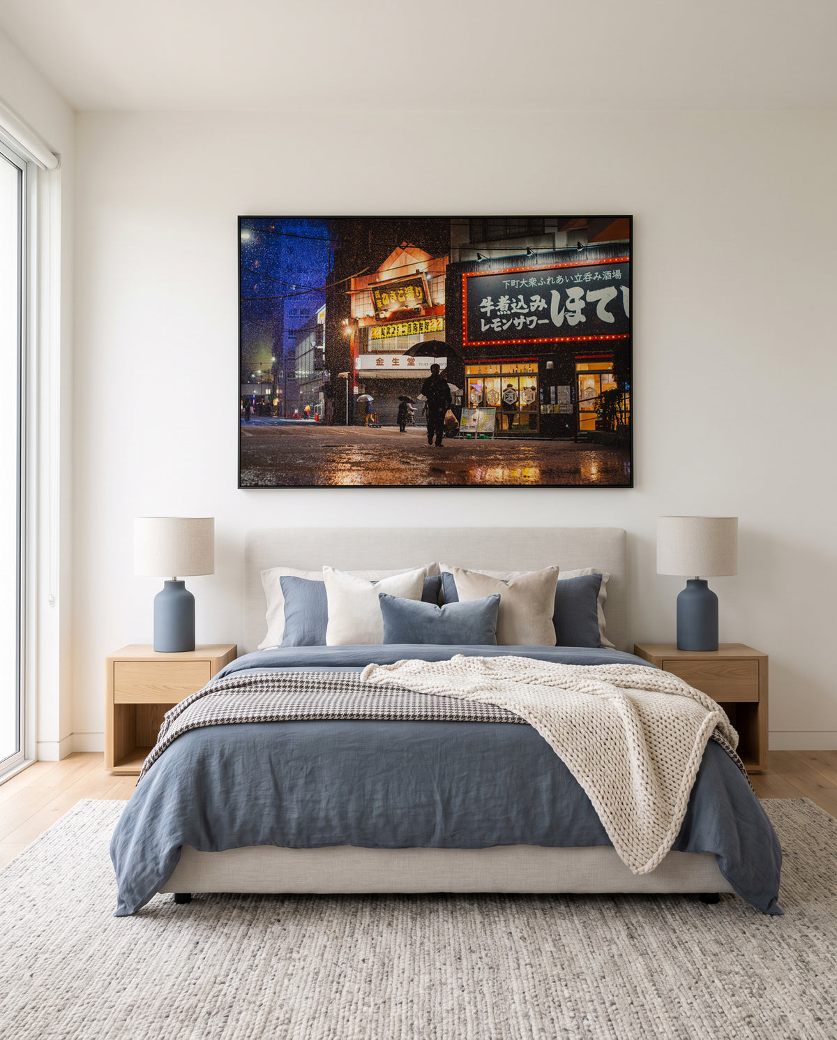 Rainy Night Japanese Street by LIANG CHEN | Framed Canvas Art Print