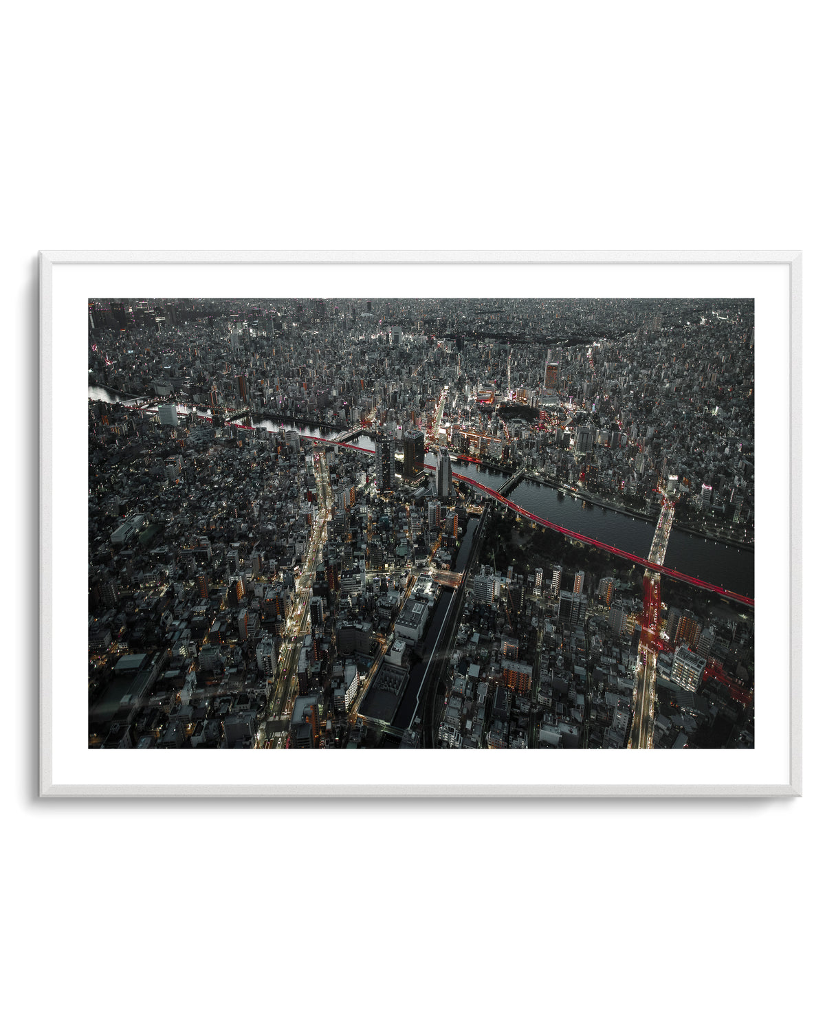 Red Bridges City Night by Carmine Chiriaco | Art Print