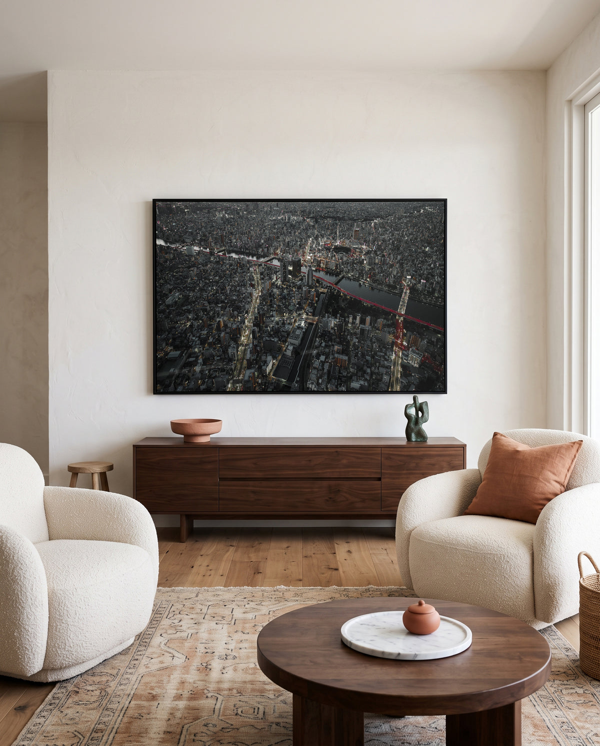 Red Bridges City Night by Carmine Chiriaco | Framed Canvas Art Print