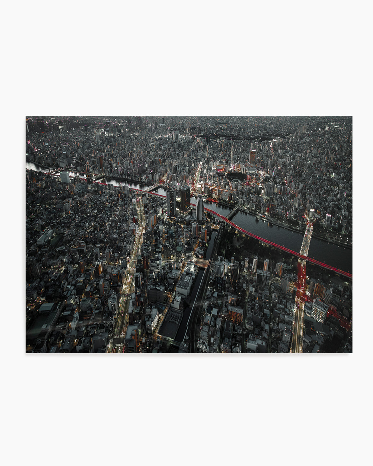Red Bridges City Night by Carmine Chiriaco | Art Print