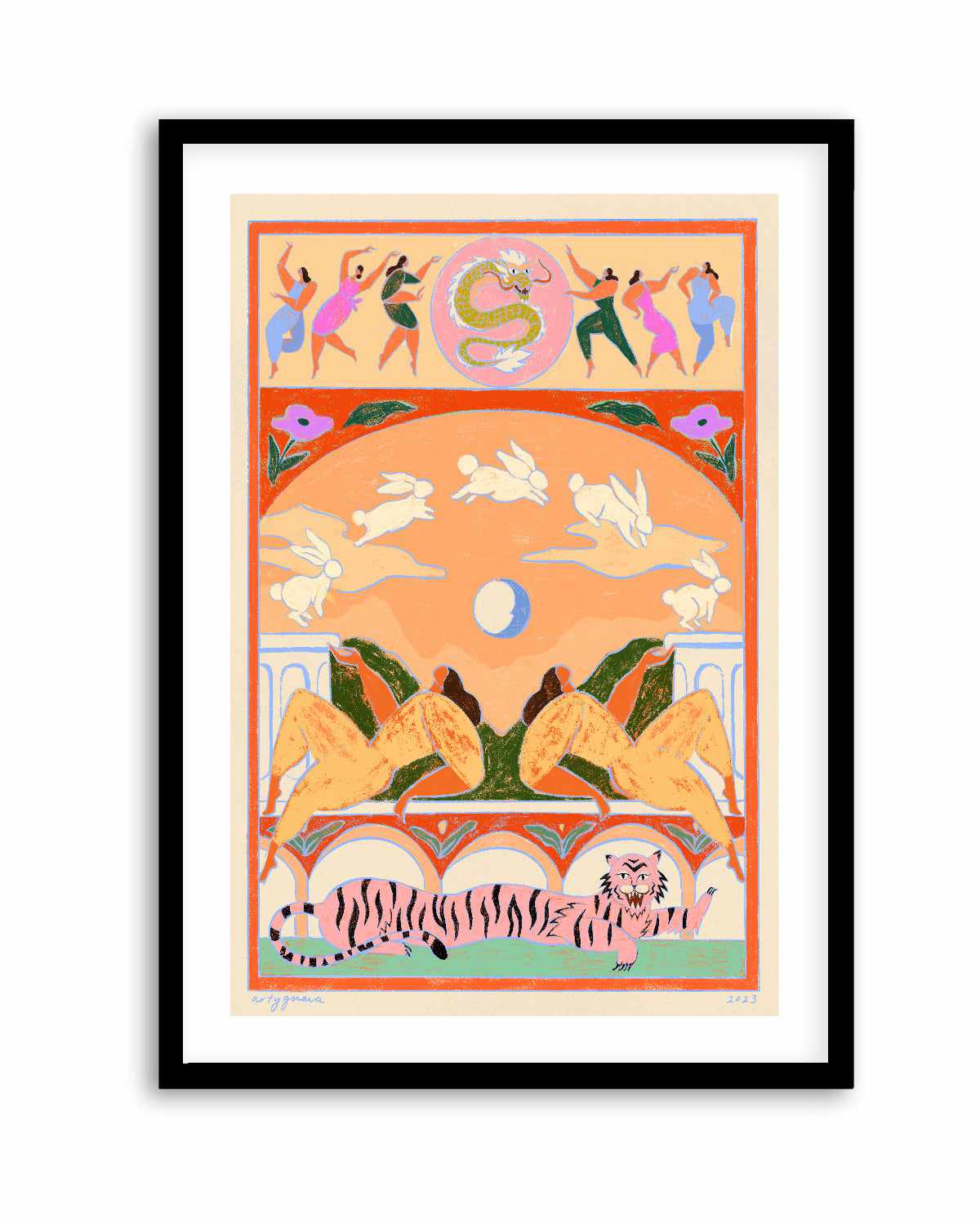 Rabbit Jumps Over The Moon by Arty Guava | Art Print