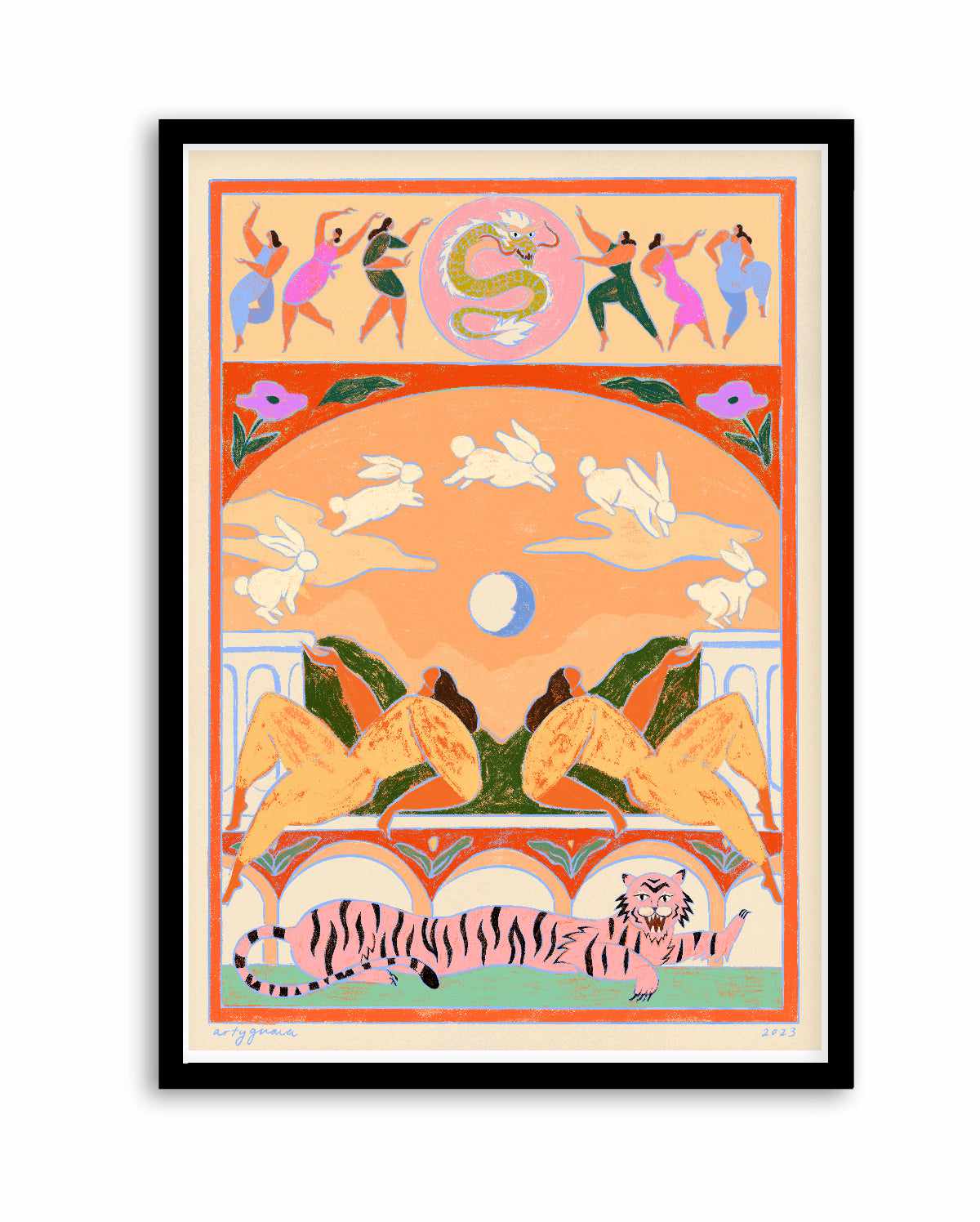 Rabbit Jumps Over The Moon by Arty Guava | Art Print