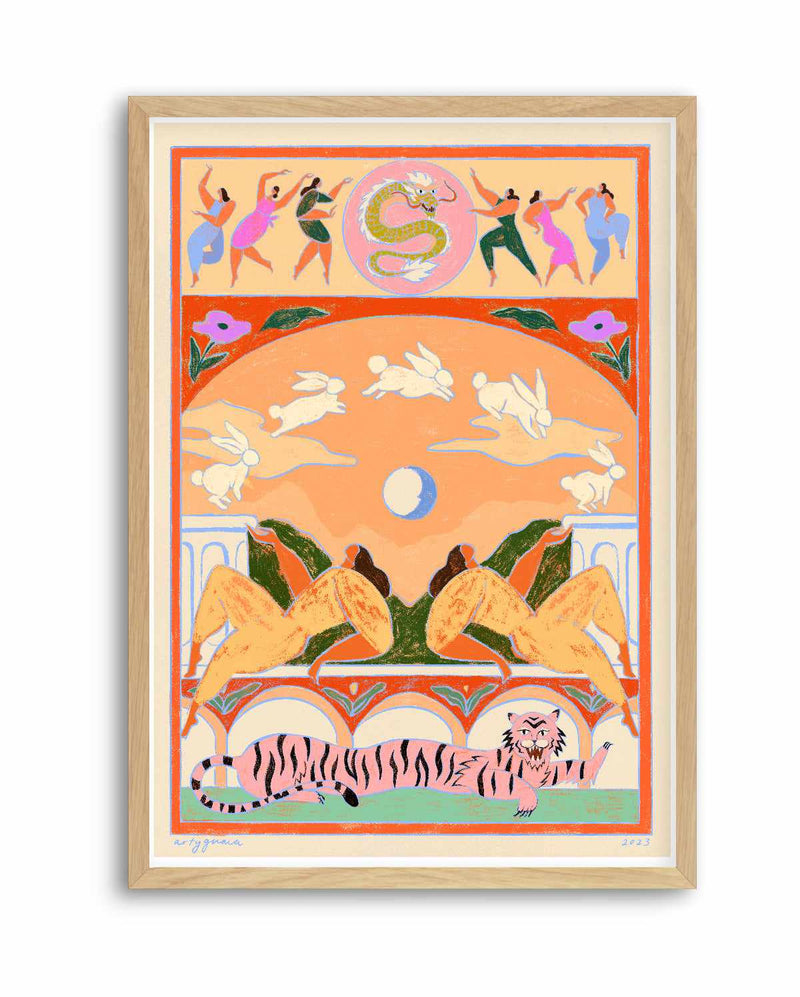 Rabbit Jumps Over The Moon by Arty Guava | Art Print