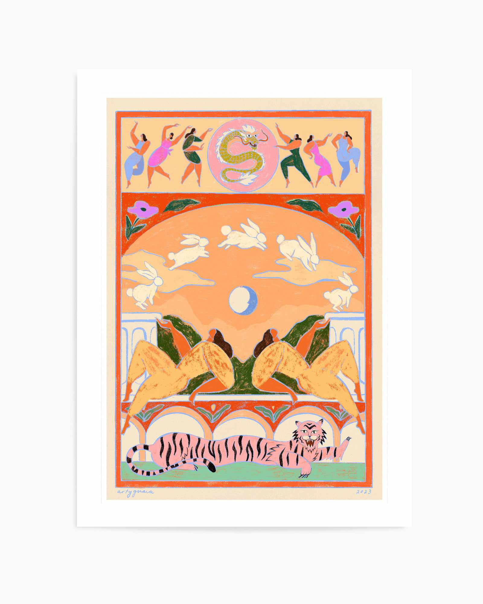 Rabbit Jumps Over The Moon by Arty Guava | Art Print