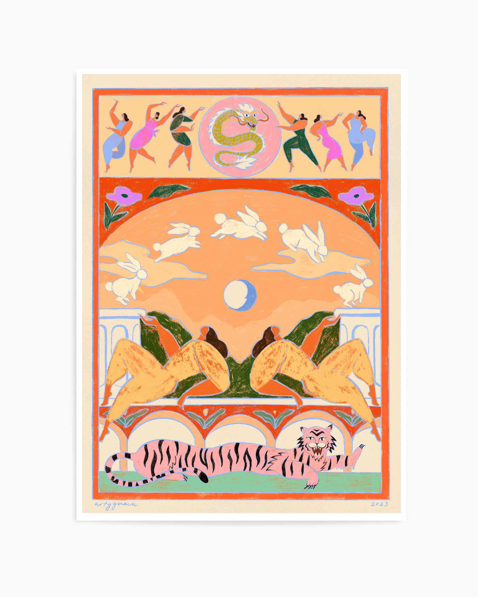 Rabbit Jumps Over The Moon by Arty Guava | Art Print