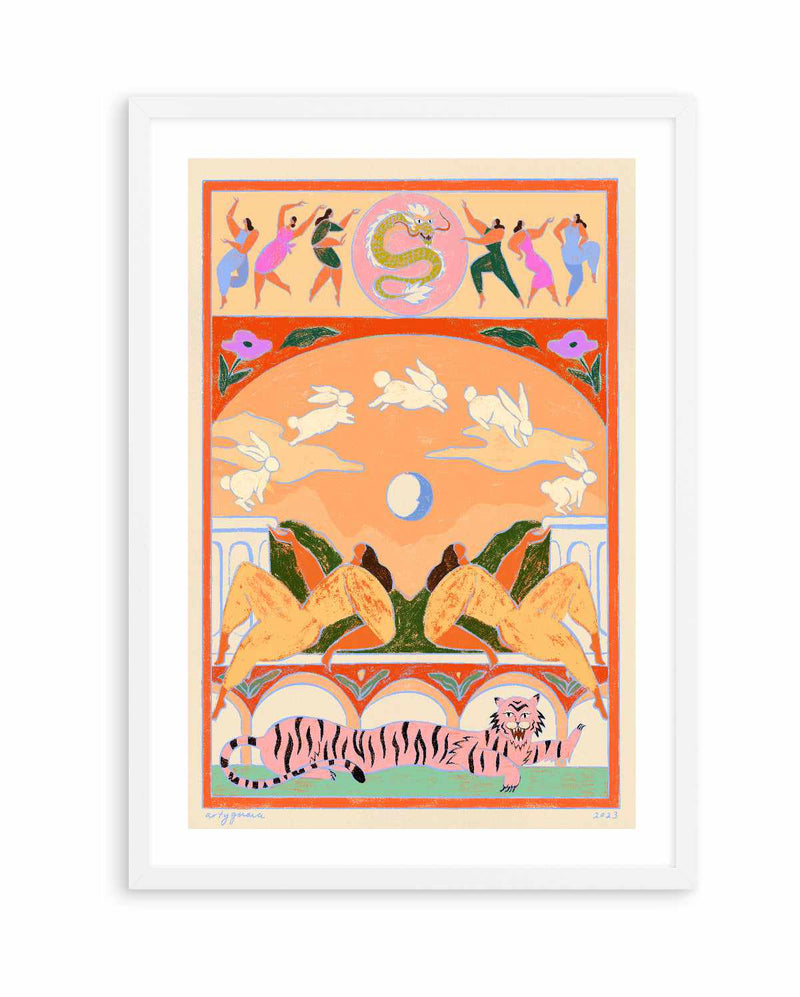 Rabbit Jumps Over The Moon by Arty Guava | Art Print