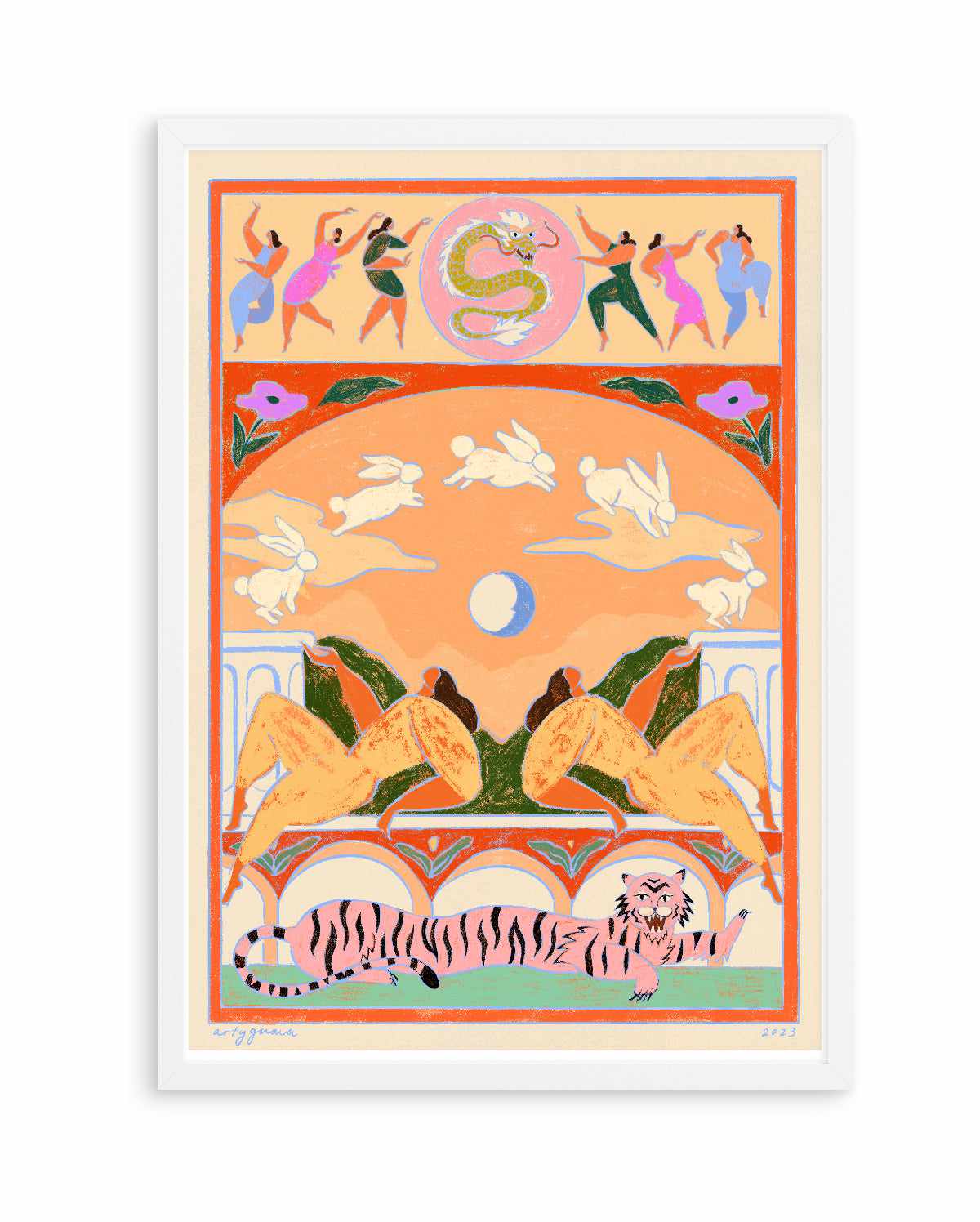 Rabbit Jumps Over The Moon by Arty Guava | Art Print