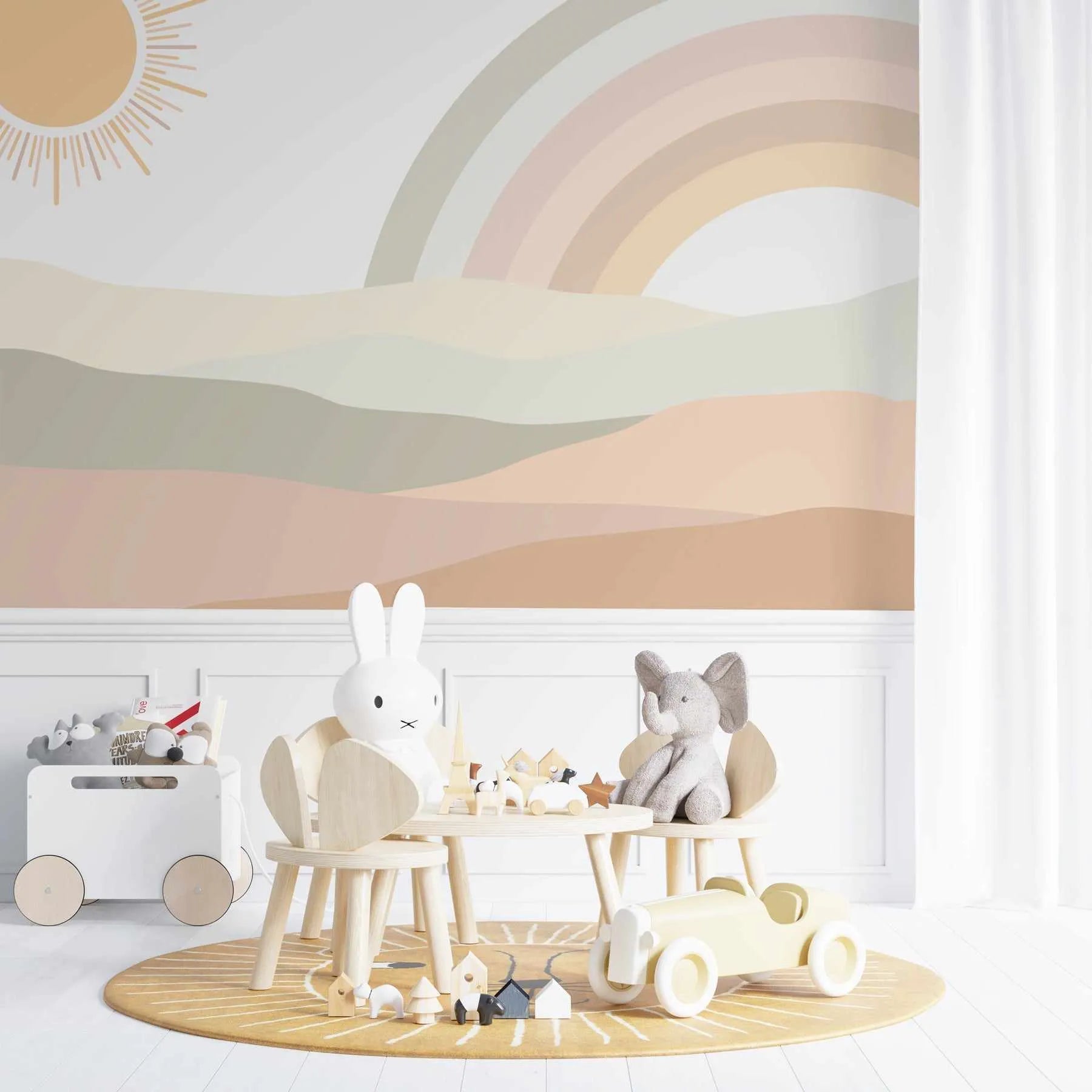 Rainbow Desert Wallpaper Mural-Wallpaper-Buy Kids Removable Wallpaper Online Our Custom Made Children√¢‚Ç¨‚Ñ¢s Wallpapers Are A Fun Way To Decorate And Enhance Boys Bedroom Decor And Girls Bedrooms They Are An Amazing Addition To Your Kids Bedroom Walls Our Collection of Kids Wallpaper Is Sure To Transform Your Kids Rooms Interior Style From Pink Wallpaper To Dinosaur Wallpaper Even Marble Wallpapers For Teen Boys Shop Peel And Stick Wallpaper Online Today With Olive et Oriel