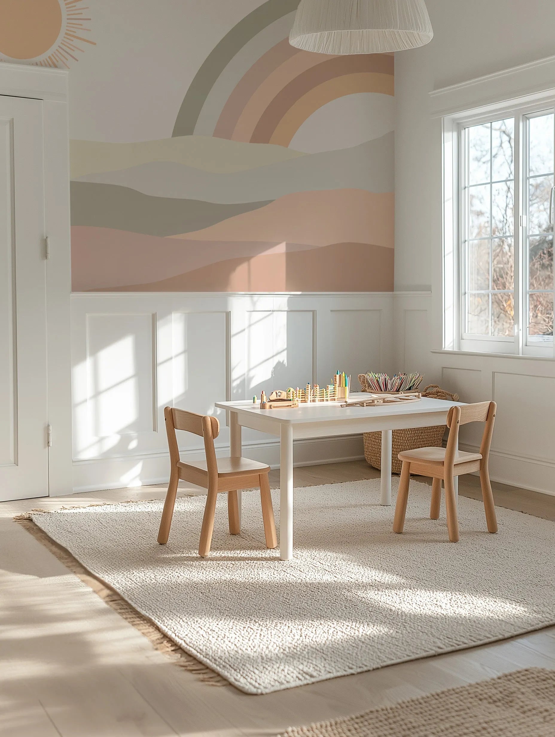 Rainbow Desert Wallpaper Mural from Olive et Oriel where you can shop wallpaper and artworks online