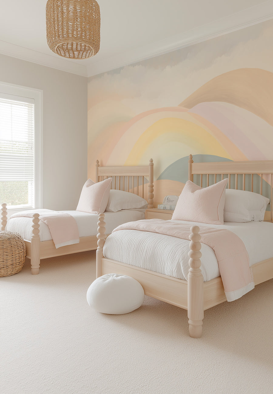 Rainbow Trails Wallpaper Mural from Olive et Oriel where you can shop wallpaper and artworks online
