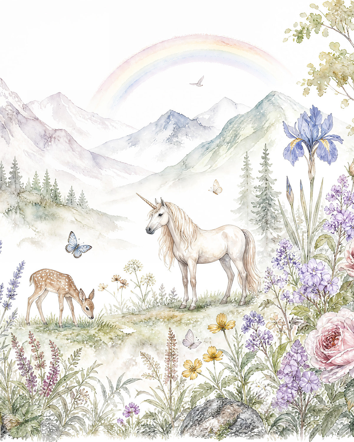 Rainbow Unicorn Valley Wallpaper Mural