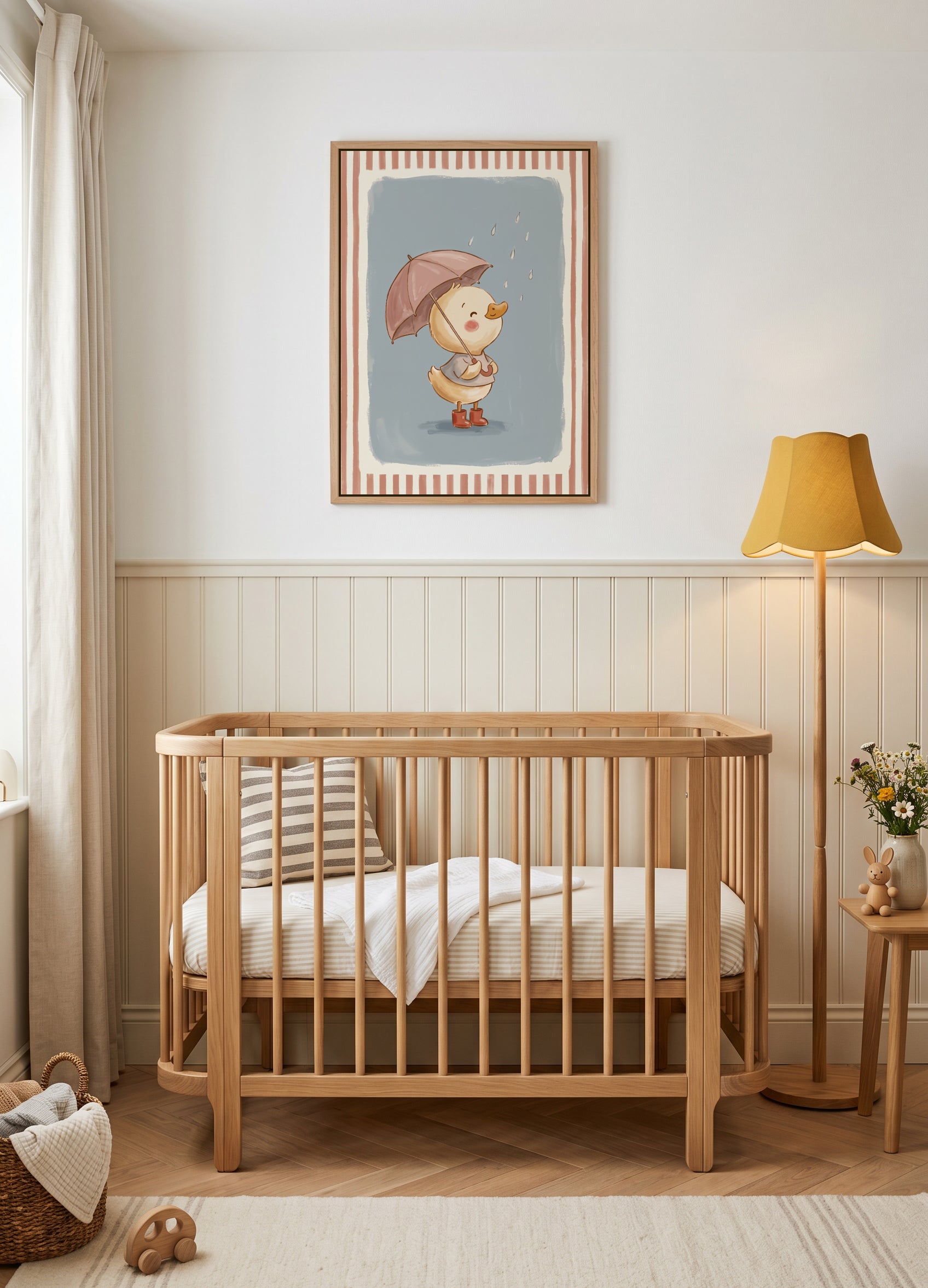 Rainy Day Duckling | Framed Canvas Art Print
